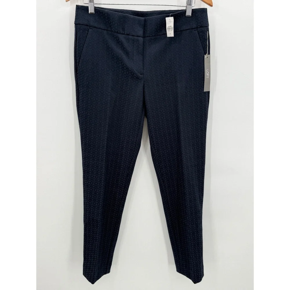 LOFT Marisa Ankle Pencil Slim Leg Patterned‎ Purple Pants Size 6 NWT